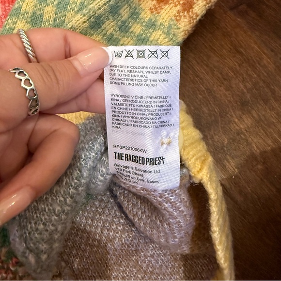 The Ragged Priest Dolly Knit Jacket size Small Multicolor Patchwork Indie Sleeze - Picture 10 of 11